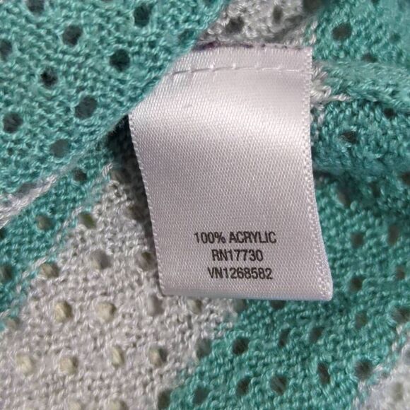 Converse One Star Womens XL Pullover Sweater Gray Turquoise Stripe Boat Neck - Picture 4 of 7